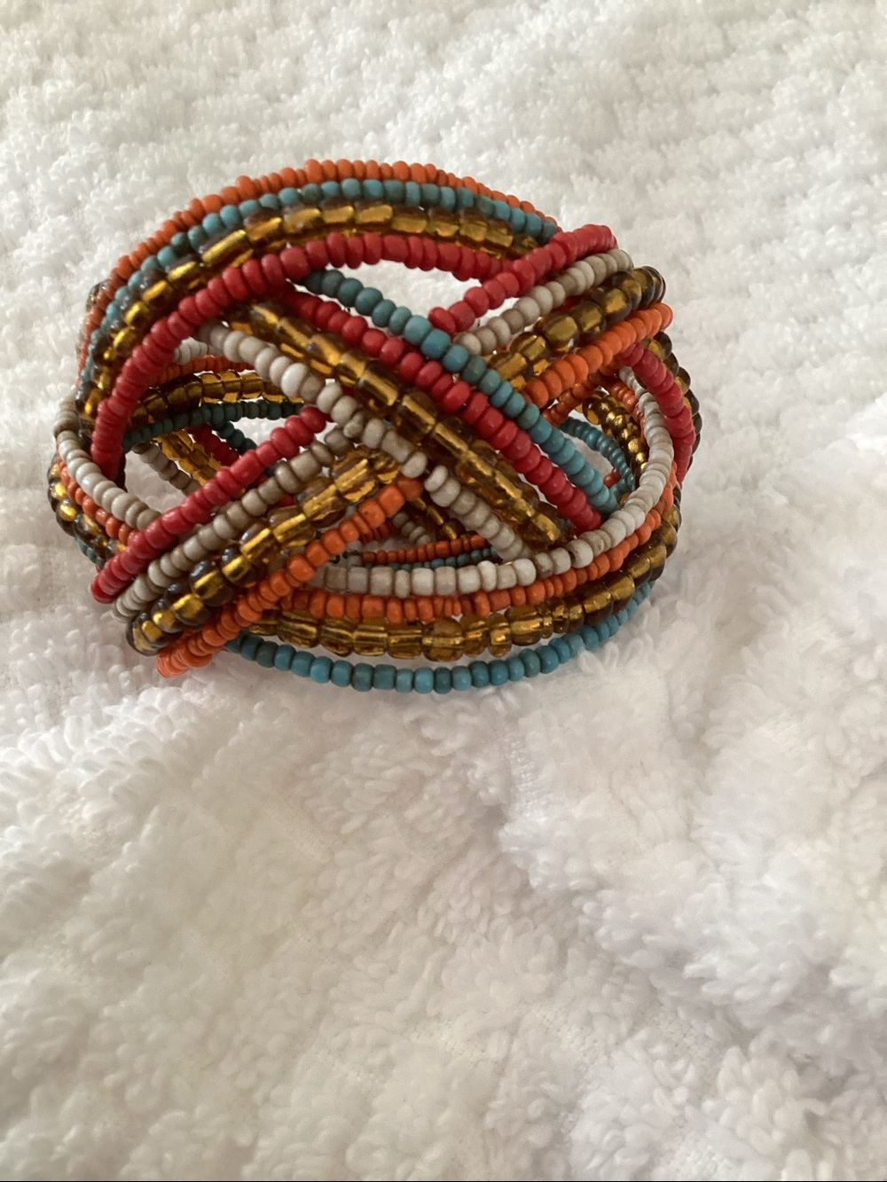 Beautiful Seed Bead Woven Bracelet Peach, Blue, Coral, Gold,